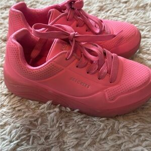 Skechers Vibrant Pink Lace-Up Sneakers